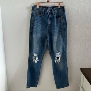 Hollister Ultra High-Rise Mom Jean Vintage Stretch Distressed Knee W27 L27 5